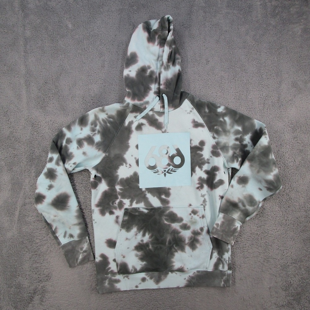 686 Mens Knockout Pullover Hoody Tie Dye Blue Grey M2WPHS01 M